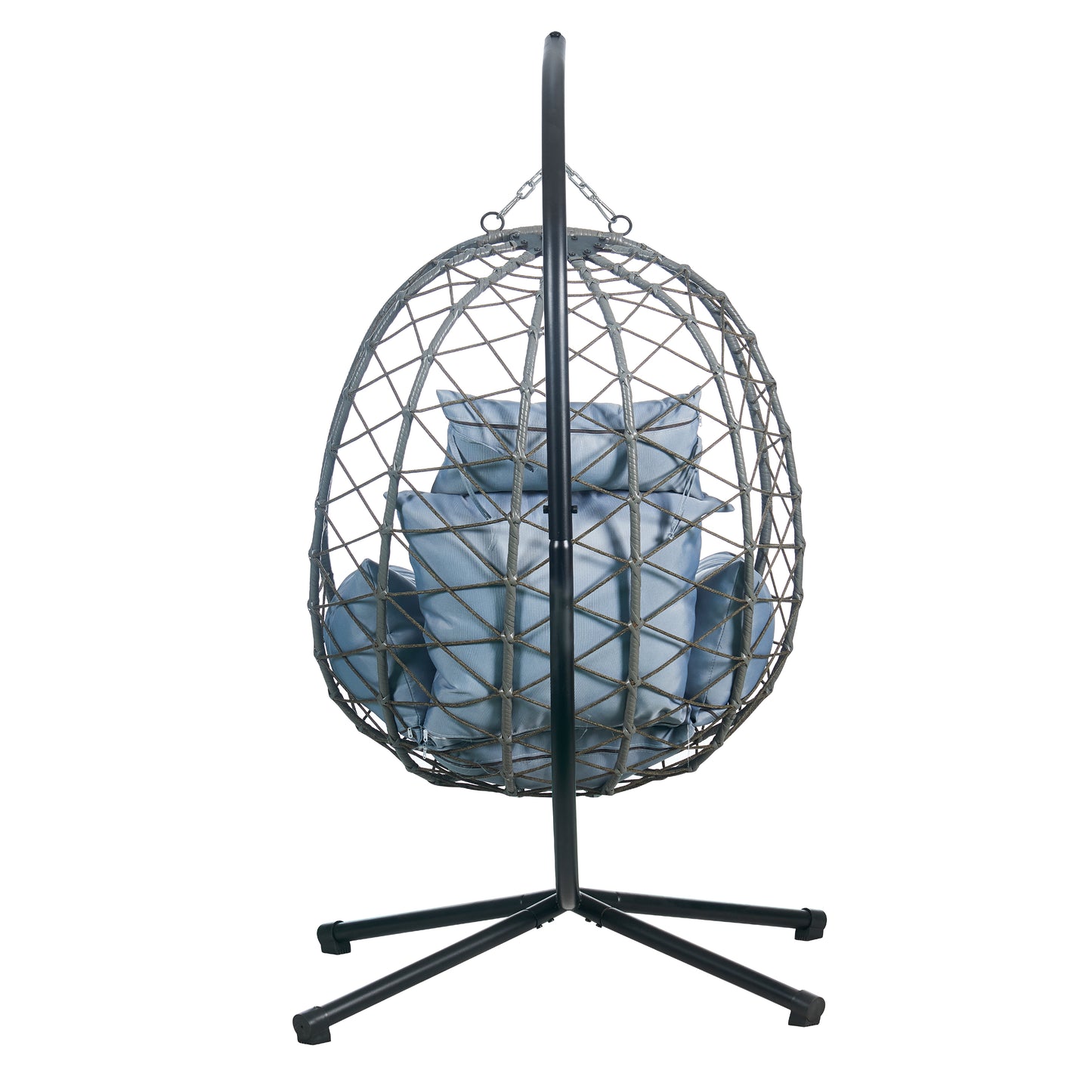 Summit Outdoor Single Person Egg Swing Chair in Grey Steel Frame With Removable Cushions