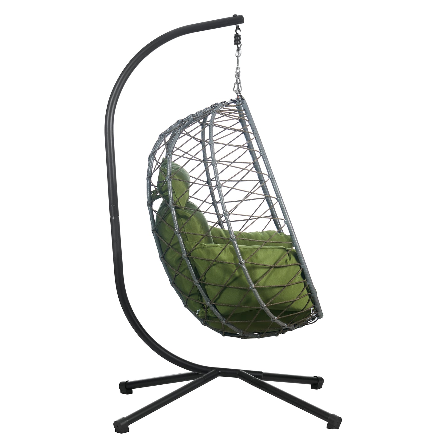 Summit Outdoor Single Person Egg Swing Chair in Grey Steel Frame With Removable Cushions