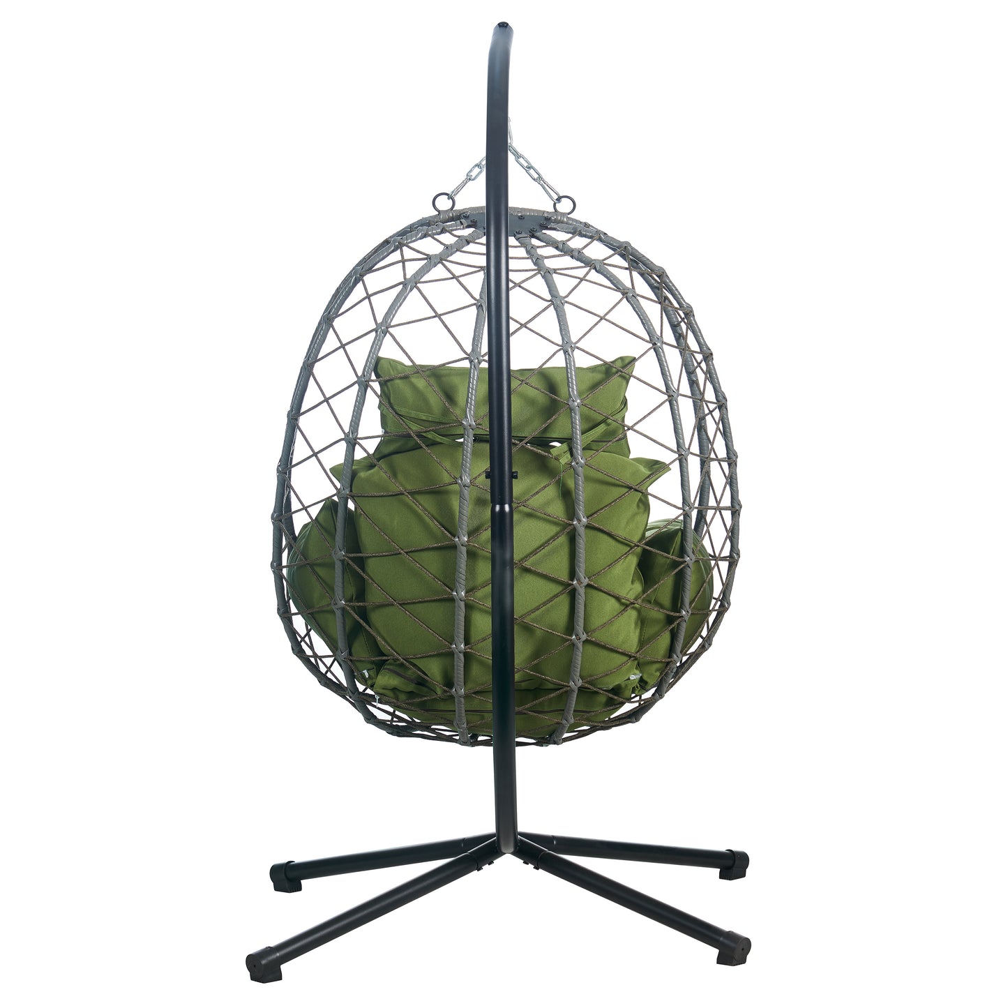 Summit Outdoor Single Person Egg Swing Chair in Grey Steel Frame With Removable Cushions