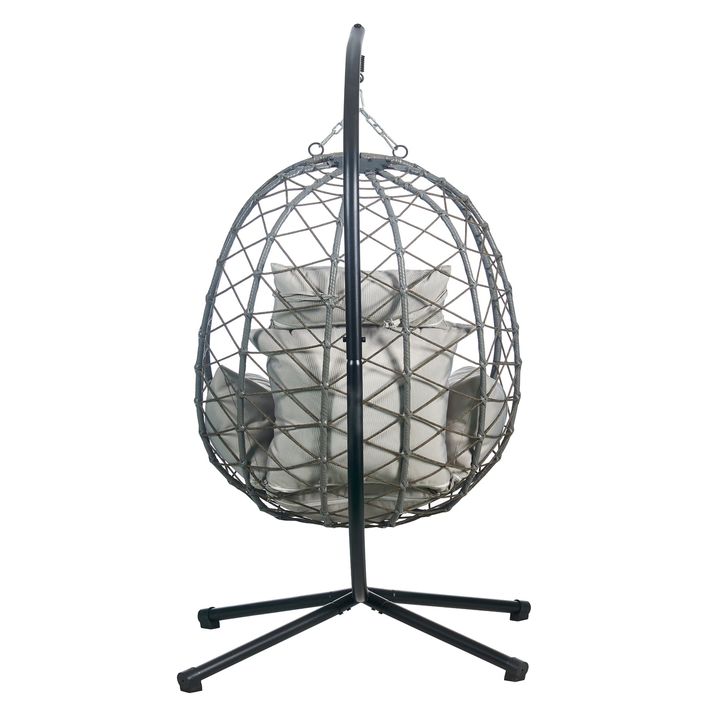 Summit Outdoor Single Person Egg Swing Chair in Grey Steel Frame With Removable Cushions