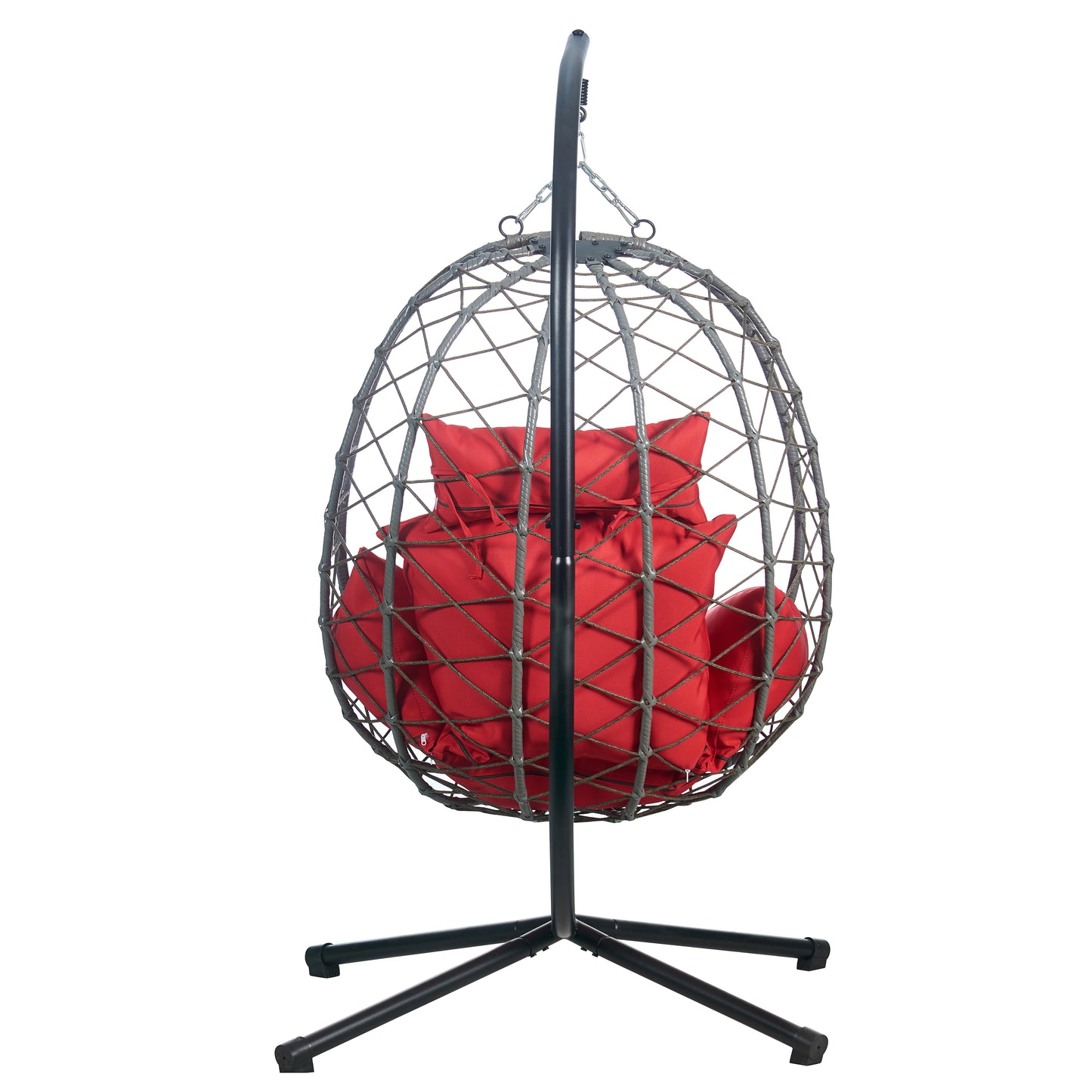 Summit Outdoor Single Person Egg Swing Chair in Grey Steel Frame With Removable Cushions
