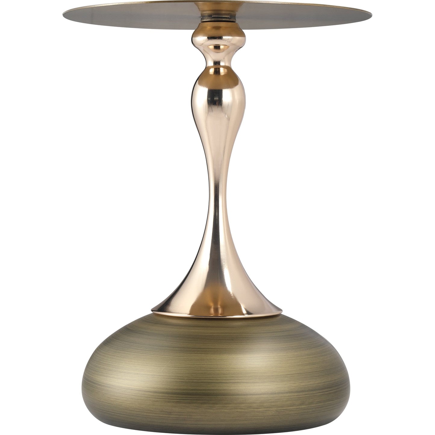 Savoy Wide Side Table with Stainless Steel Top Round Accent Table and Elegant Pedestal Base