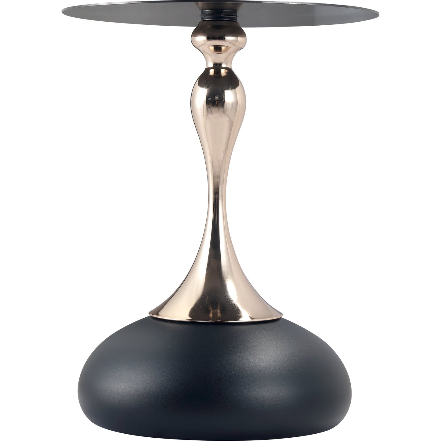 Savoy Wide Side Table with Stainless Steel Top Round Accent Table and Elegant Pedestal Base