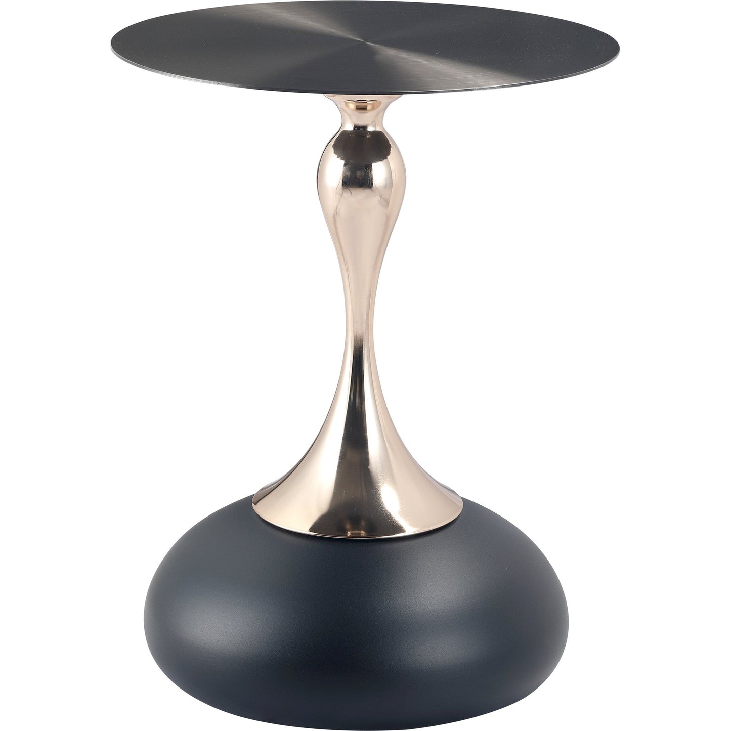 Savoy Wide Side Table with Stainless Steel Top Round Accent Table and Elegant Pedestal Base