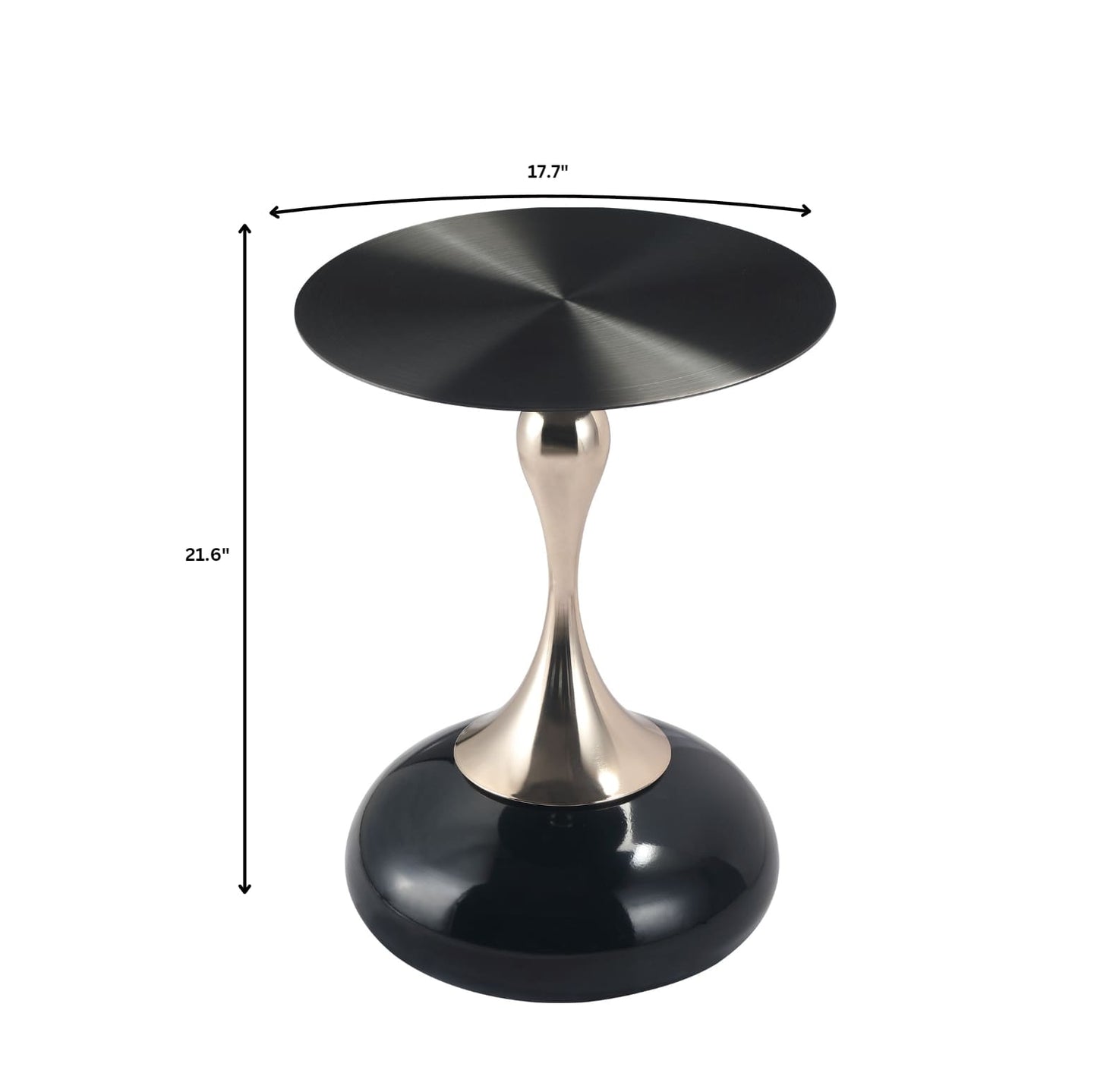 Savoy Wide Side Table with Stainless Steel Top Round Accent Table and Elegant Pedestal Base