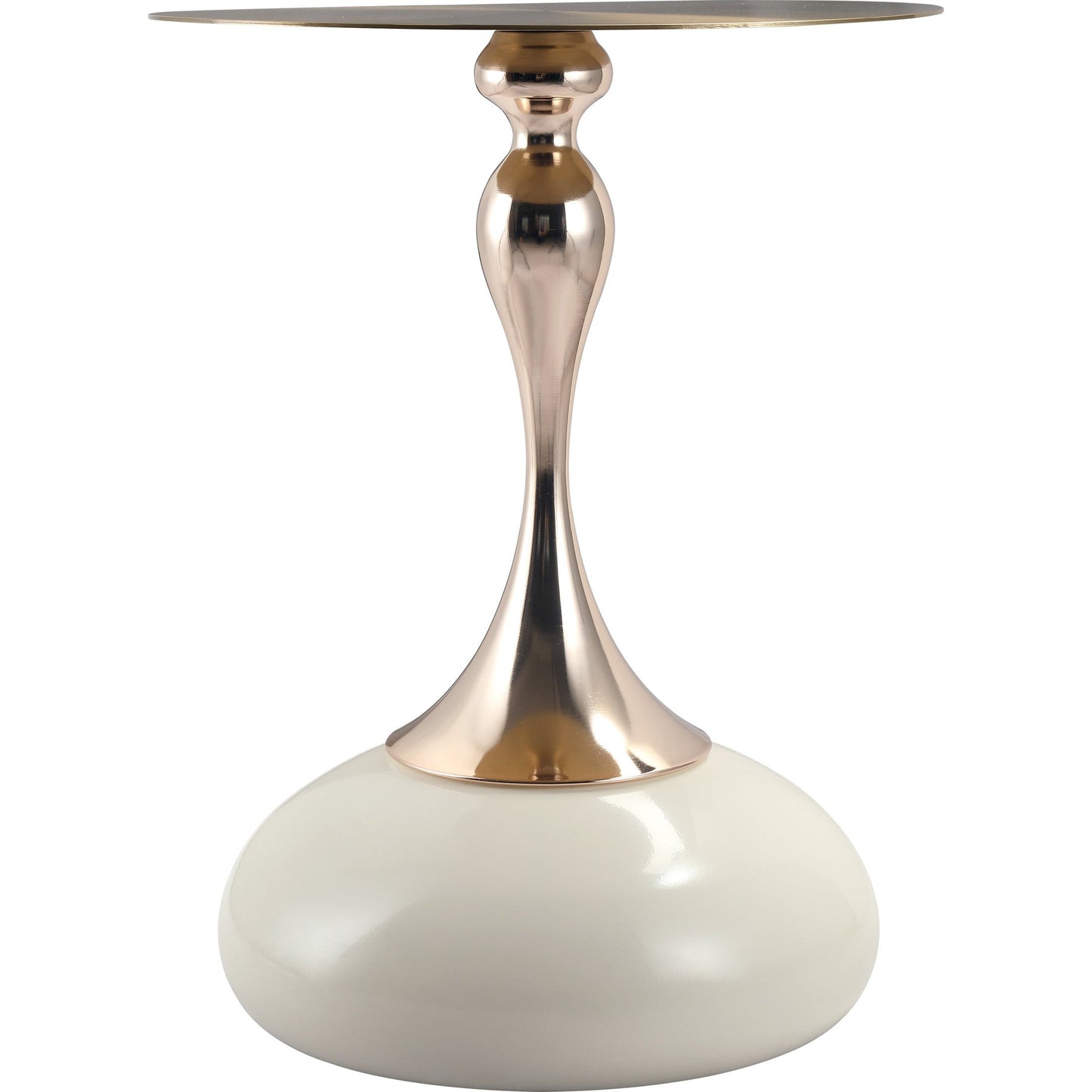 Savoy Wide Side Table with Stainless Steel Top Round Accent Table and Elegant Pedestal Base