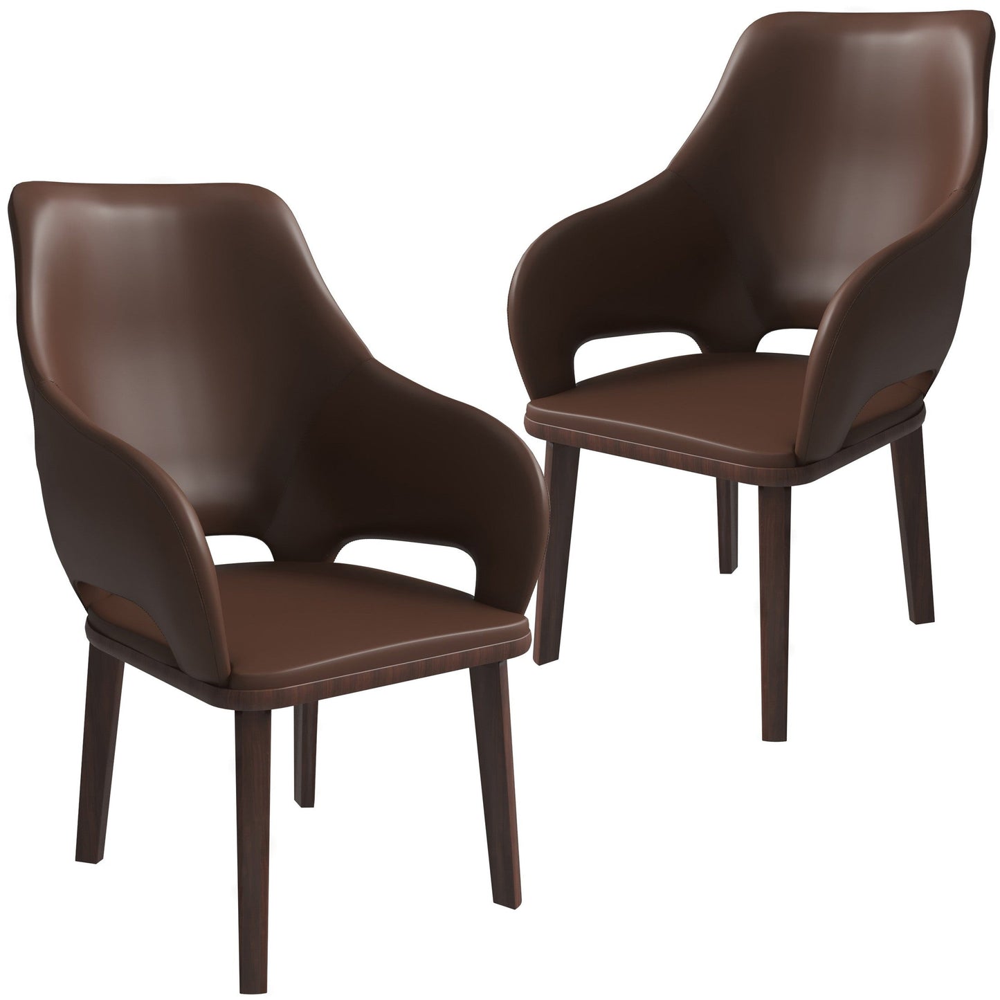 Vivara Collection Dining Chair Upholstered in Leather with Rubberwood Base Set of 2