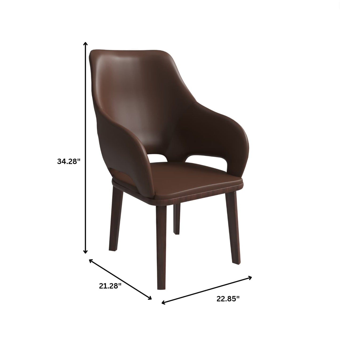 Vivara Collection Dining Chair Upholstered in Leather with Rubberwood Base Set of 2