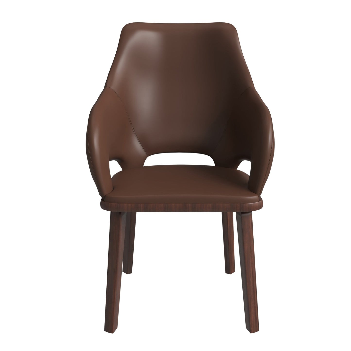 Vivara Collection Dining Chair Upholstered in Leather with Rubberwood Base Set of 2