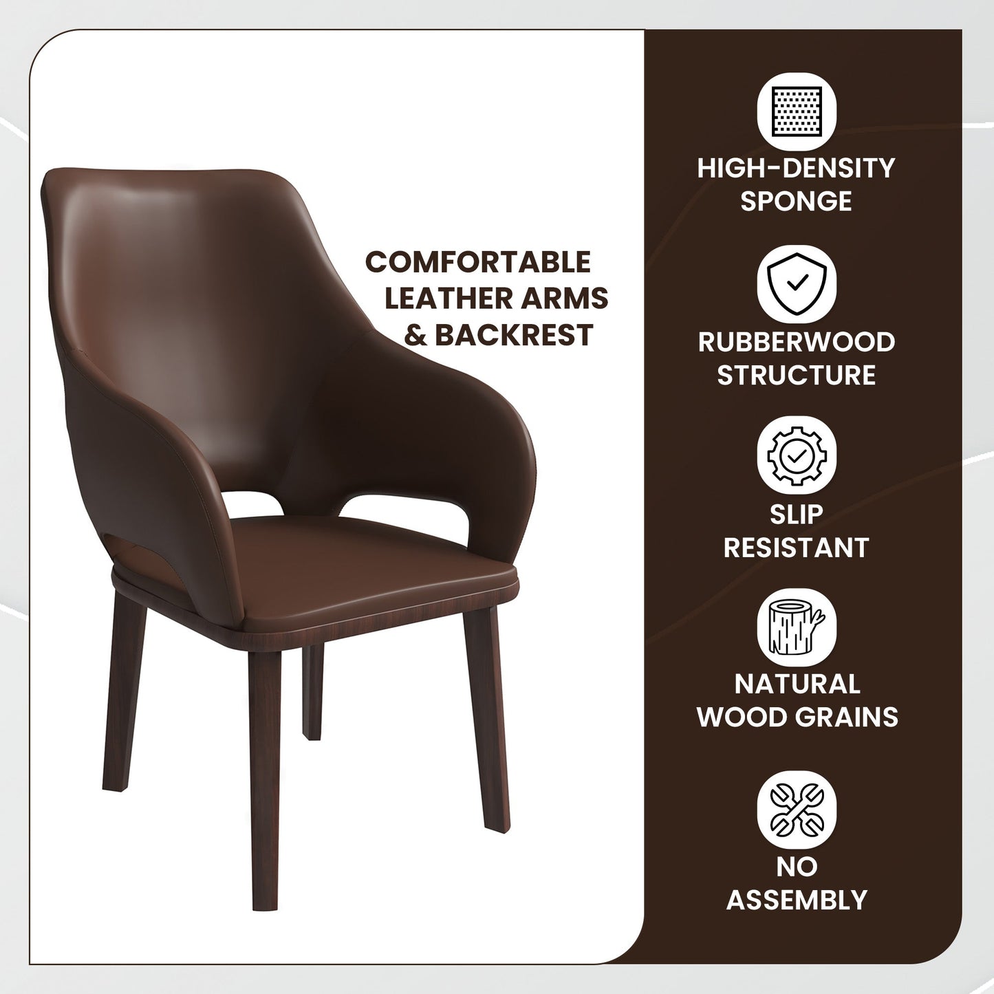 Vivara Dining Chair Upholstered in Leather with Rubberwood Base Set of 4