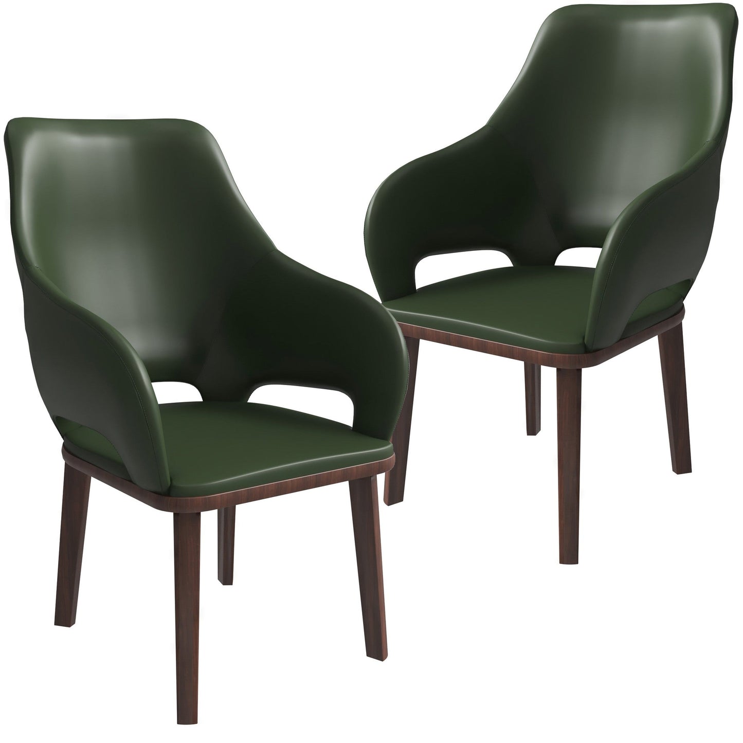 Vivara Collection Dining Chair Upholstered in Leather with Rubberwood Base Set of 2