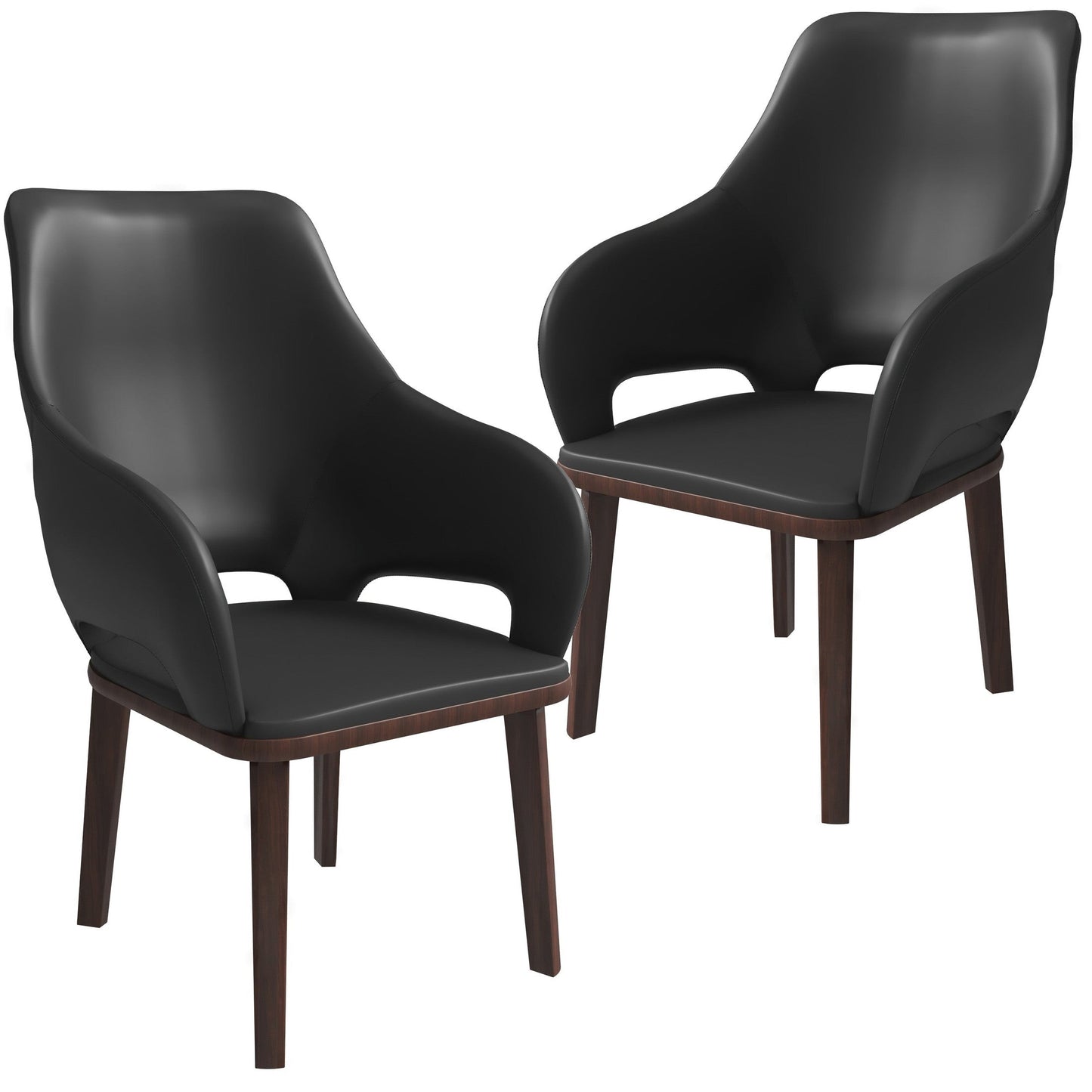 Vivara Collection Dining Chair Upholstered in Leather with Rubberwood Base Set of 2