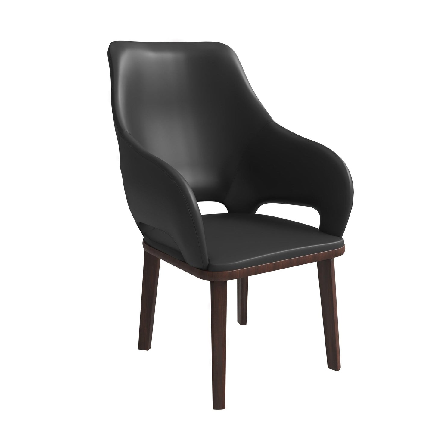 Vivara Collection Dining Chair Upholstered in Leather with Rubberwood Base Set of 2