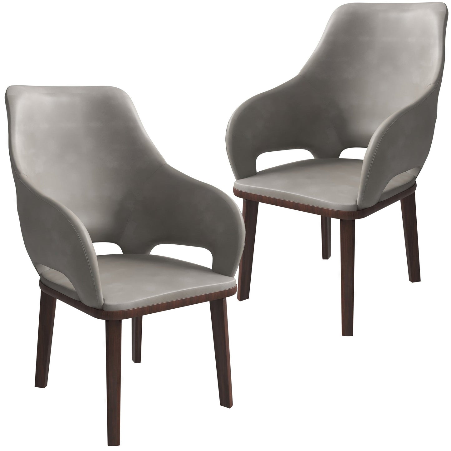 Vivara Collection Dining Chair Upholstered in Leather with Rubberwood Base Set of 2