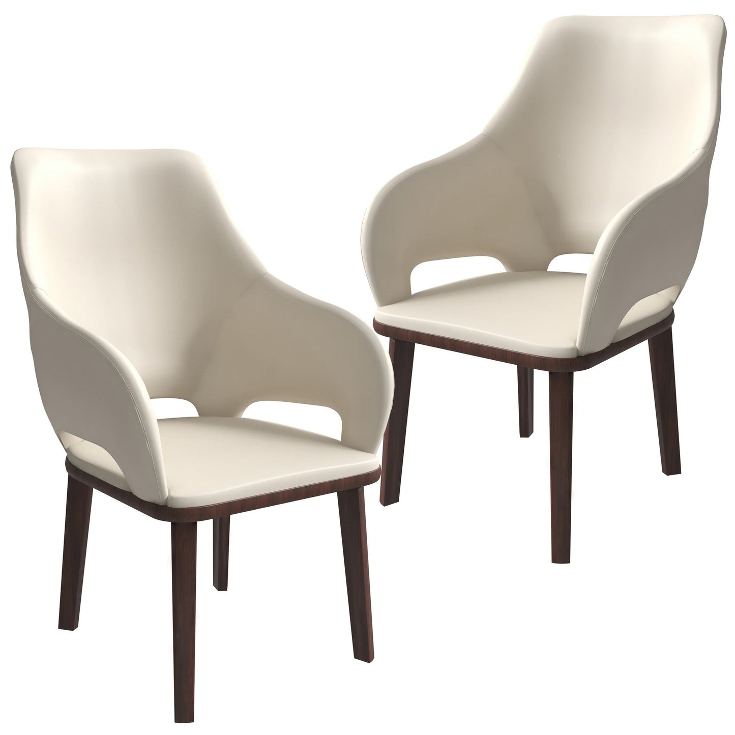 Vivara Collection Dining Chair Upholstered in Leather with Rubberwood Base Set of 2