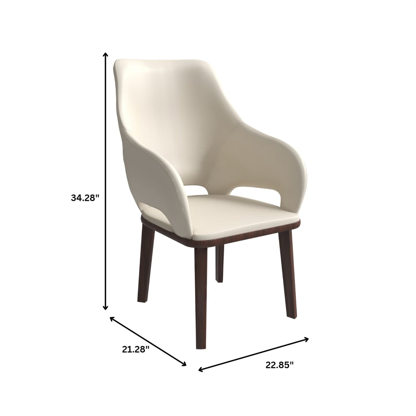 Vivara Collection Dining Chair Upholstered in Leather with Rubberwood Base Set of 2