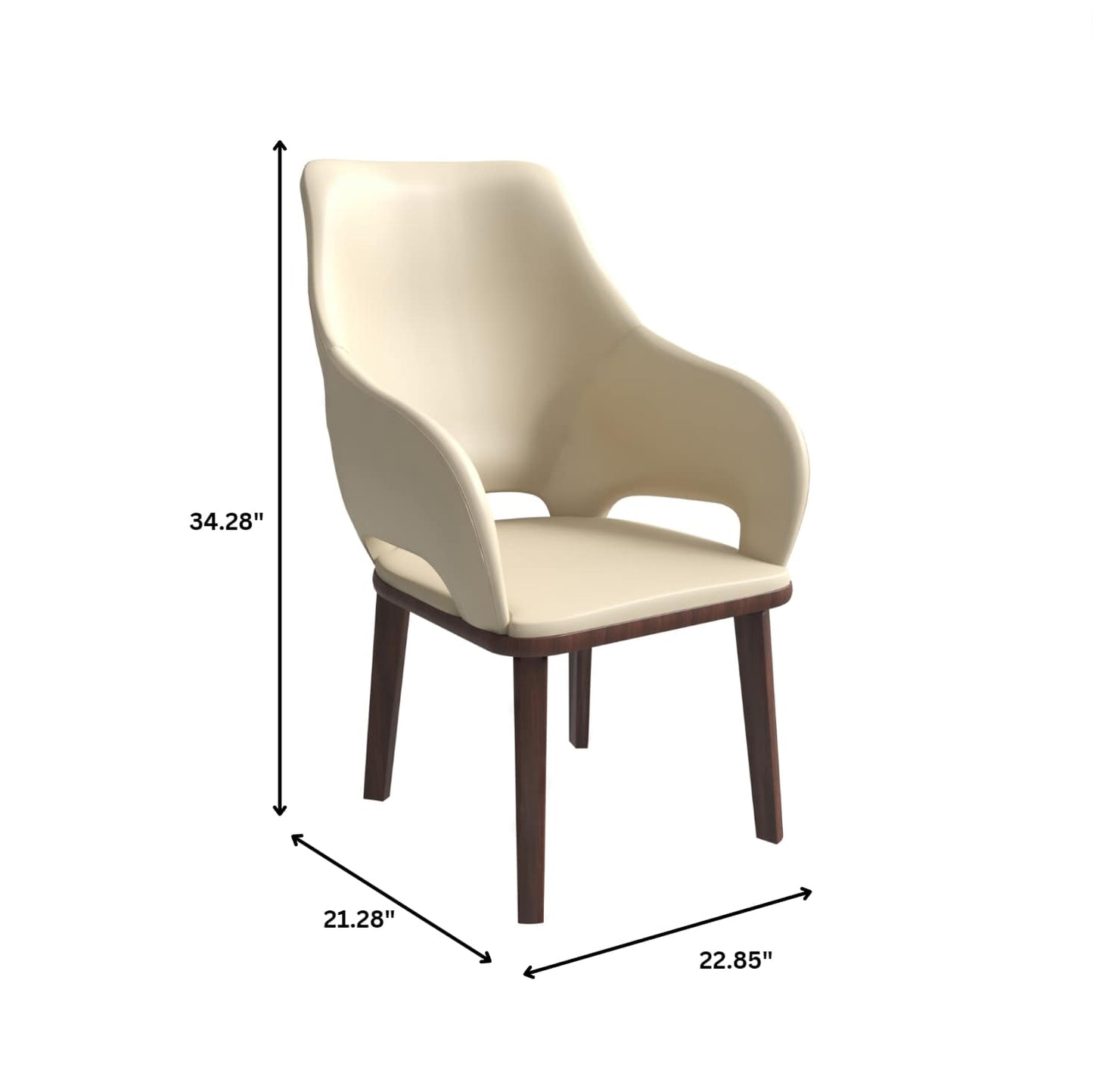 Vivara Collection Dining Chair Upholstered in Leather with Rubberwood Base Set of 2