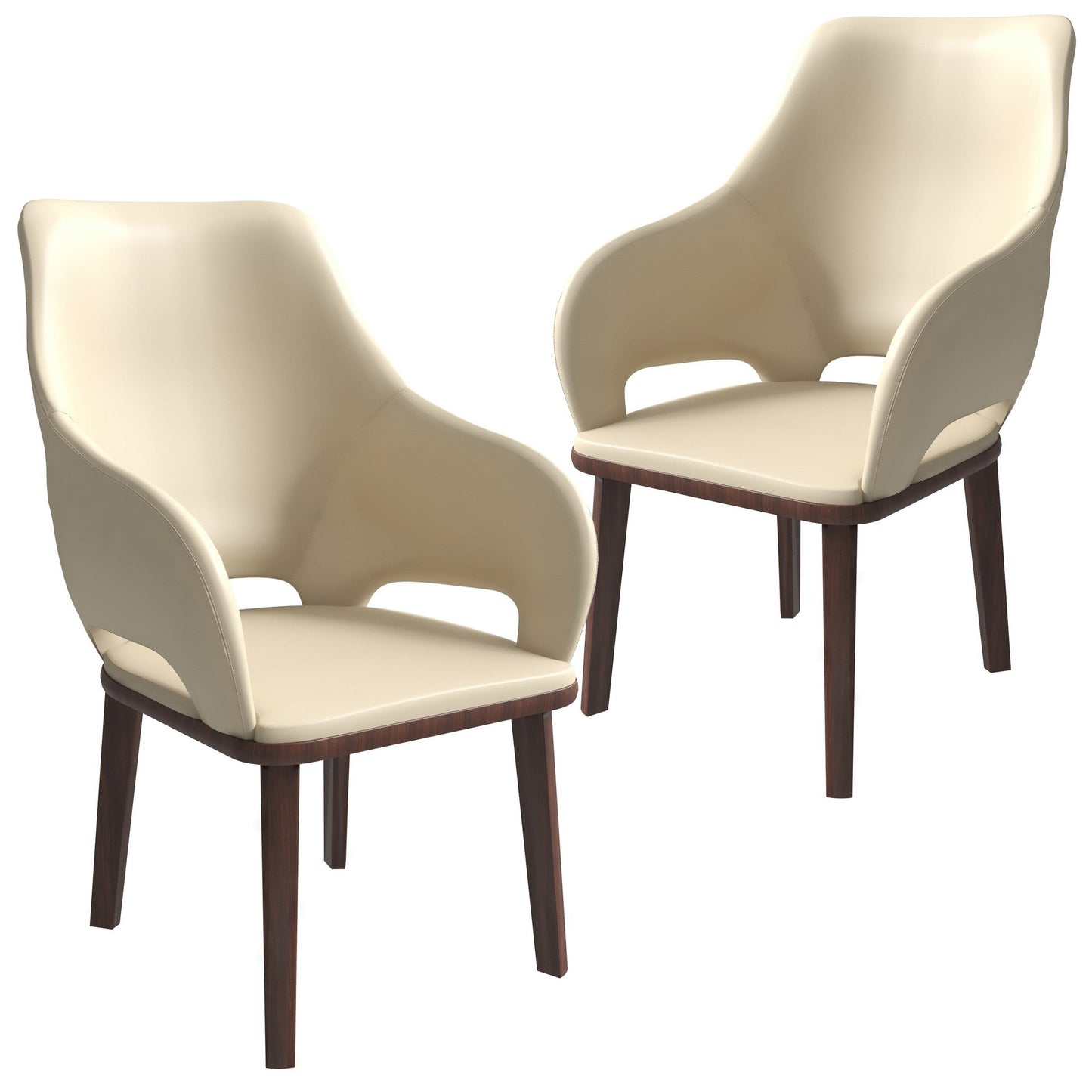 Vivara Collection Dining Chair Upholstered in Leather with Rubberwood Base Set of 2