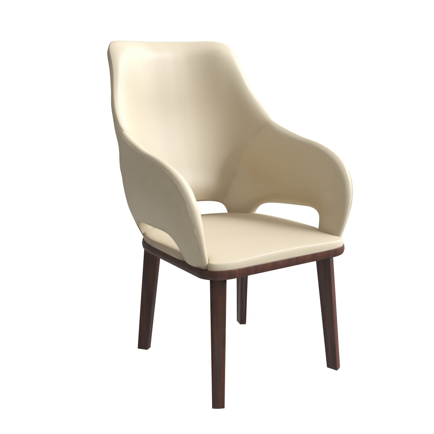 Vivara Collection Dining Chair Upholstered in Leather with Rubberwood Base Set of 2