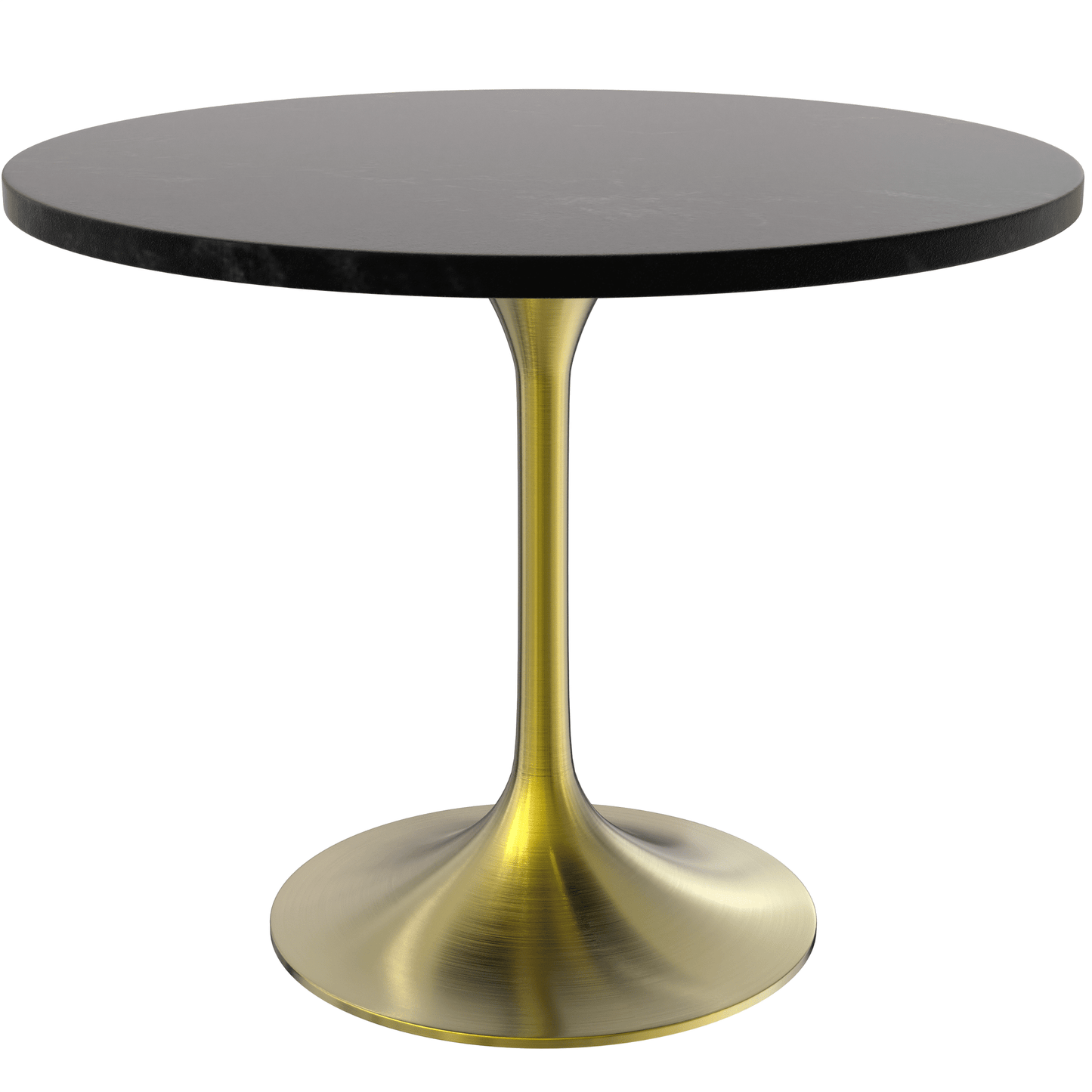 Verve Round Dining Table with MDF/Sintered Stone/Resin Tabletop in Gold Stainless Steel Pedestal Base