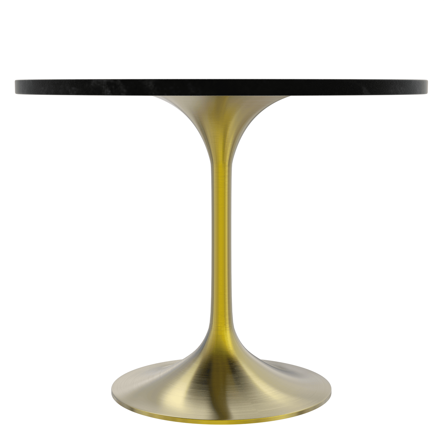 Verve Round Dining Table with MDF/Sintered Stone/Resin Tabletop in Gold Stainless Steel Pedestal Base