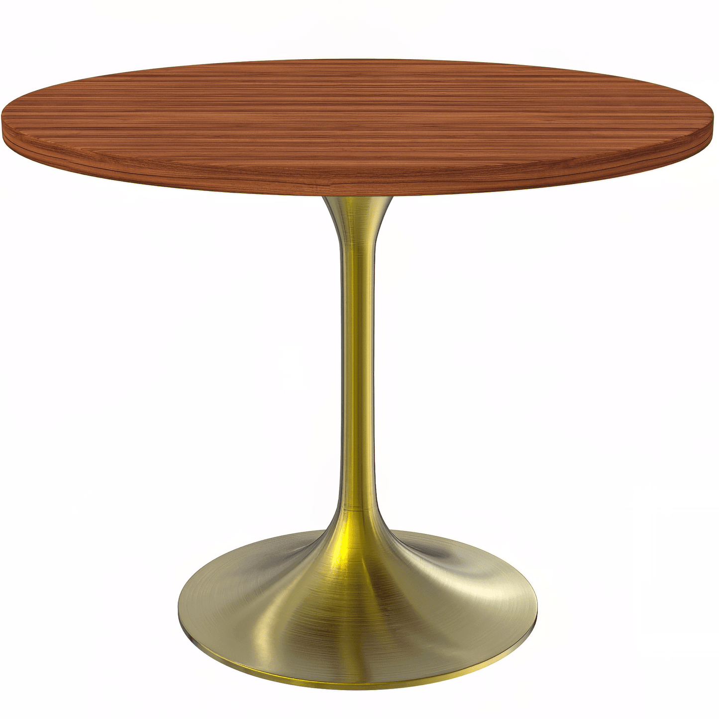 Verve Round Dining Table with MDF/Sintered Stone/Resin Tabletop in Gold Stainless Steel Pedestal Base