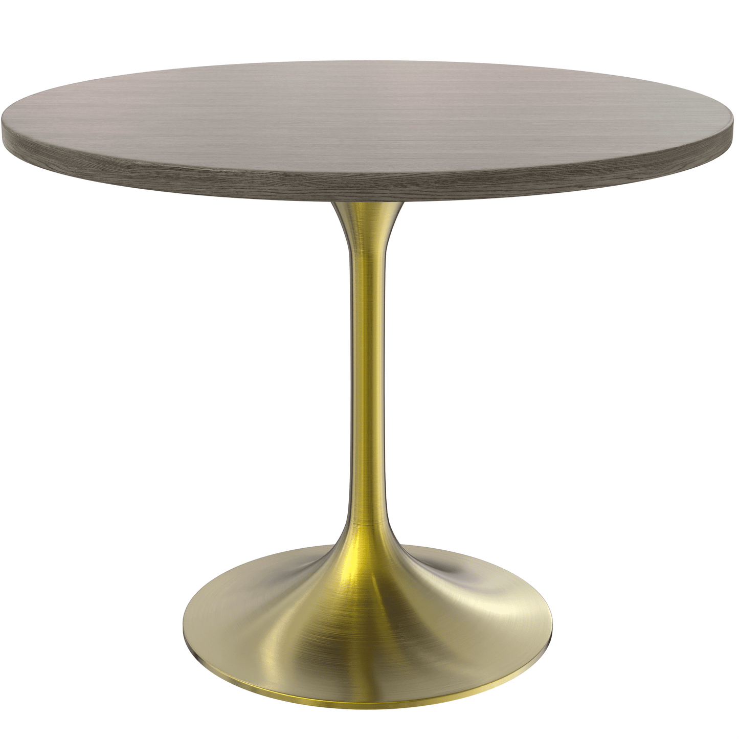 Verve Round Dining Table with MDF/Sintered Stone/Resin Tabletop in Gold Stainless Steel Pedestal Base