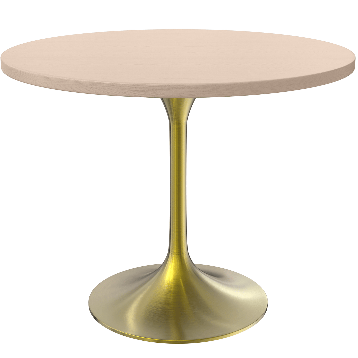 Verve Round Dining Table with MDF/Sintered Stone/Resin Tabletop in Gold Stainless Steel Pedestal Base