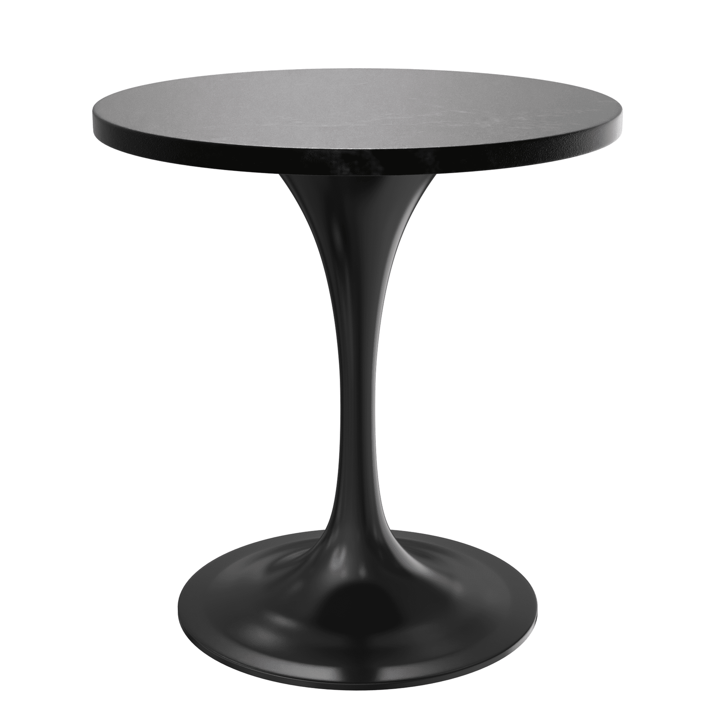 Verve Round Dining Table with MDF/Sintered Stone/Resin Tabletop in Black Stainless Steel Pedestal Base