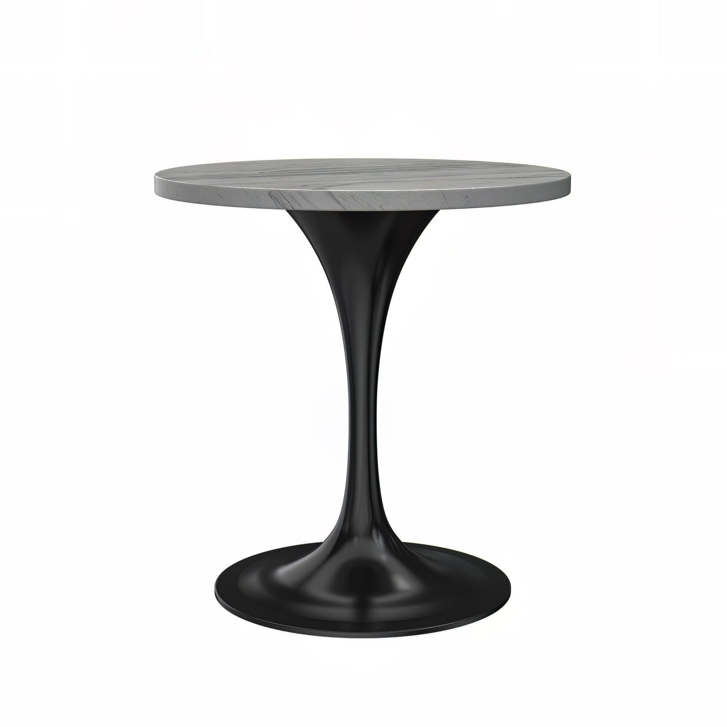 Verve Round Dining Table with MDF/Sintered Stone/Resin Tabletop in Black Stainless Steel Pedestal Base