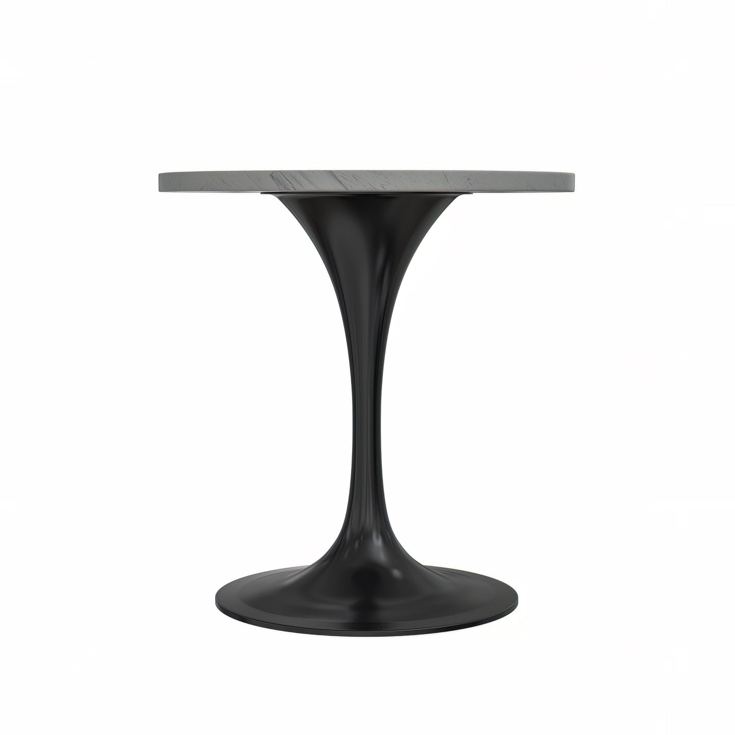 Verve Round Dining Table with MDF/Sintered Stone/Resin Tabletop in Black Stainless Steel Pedestal Base