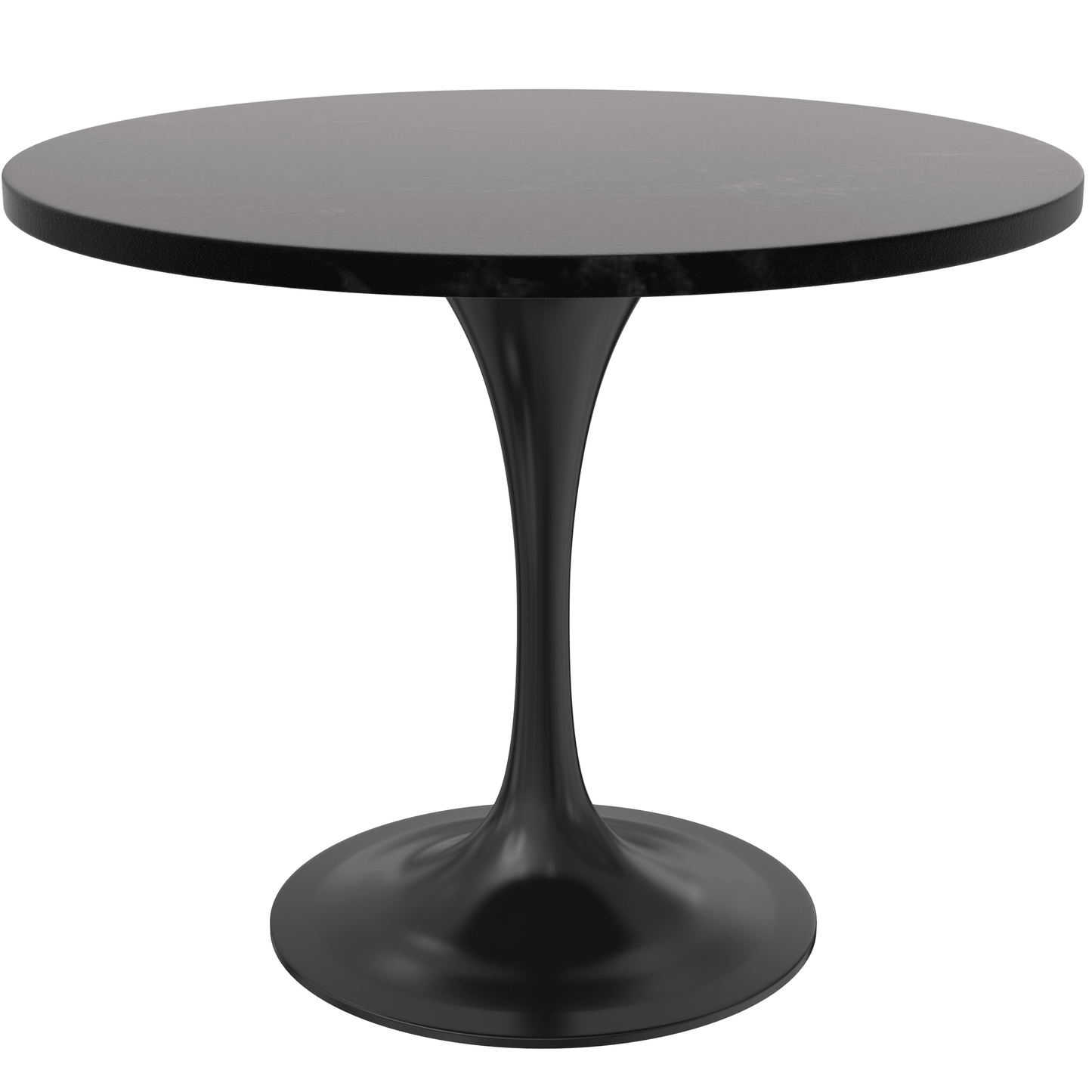 Verve Round Dining Table with MDF/Sintered Stone/Resin Tabletop in Black Stainless Steel Pedestal Base