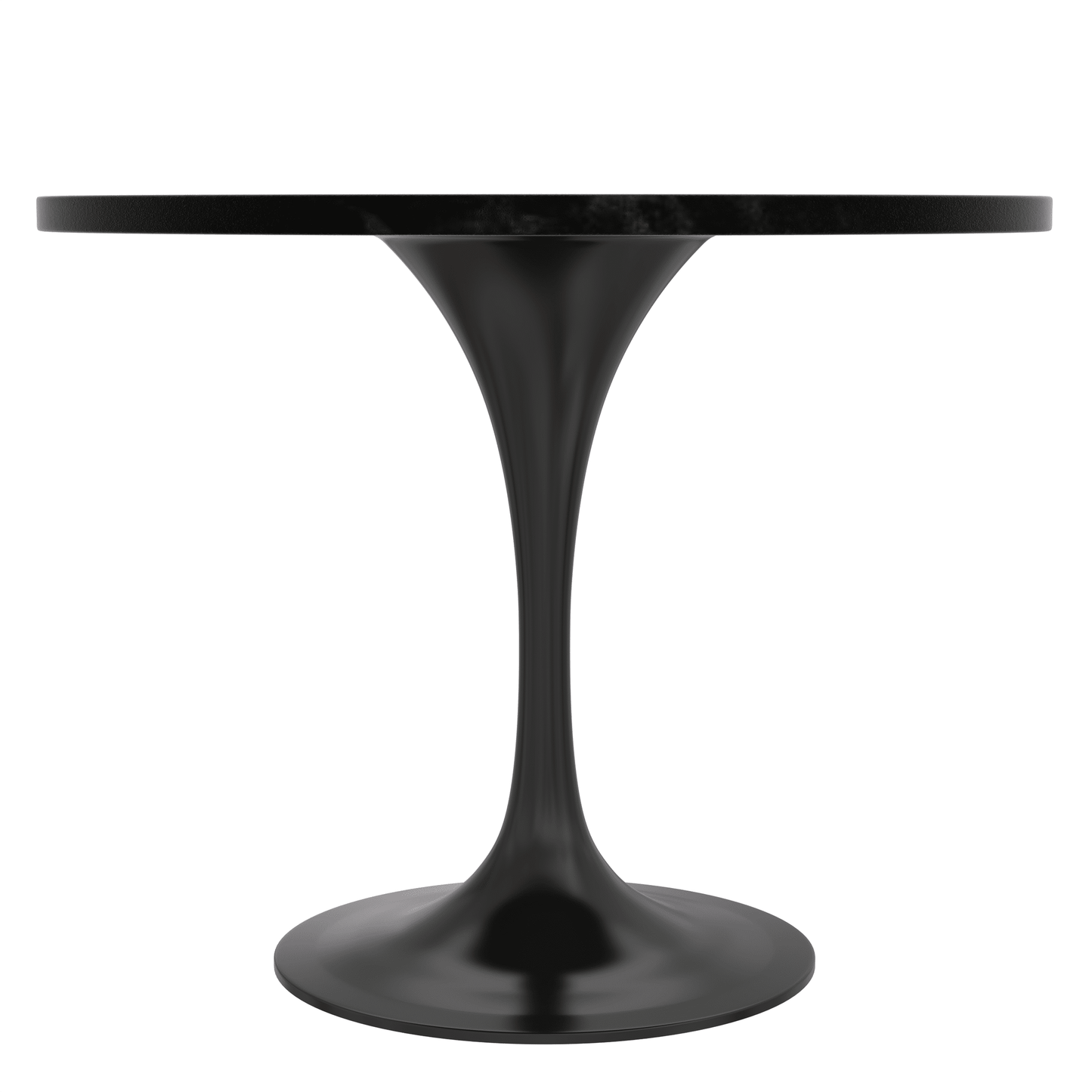 Verve Round Dining Table with MDF/Sintered Stone/Resin Tabletop in Black Stainless Steel Pedestal Base