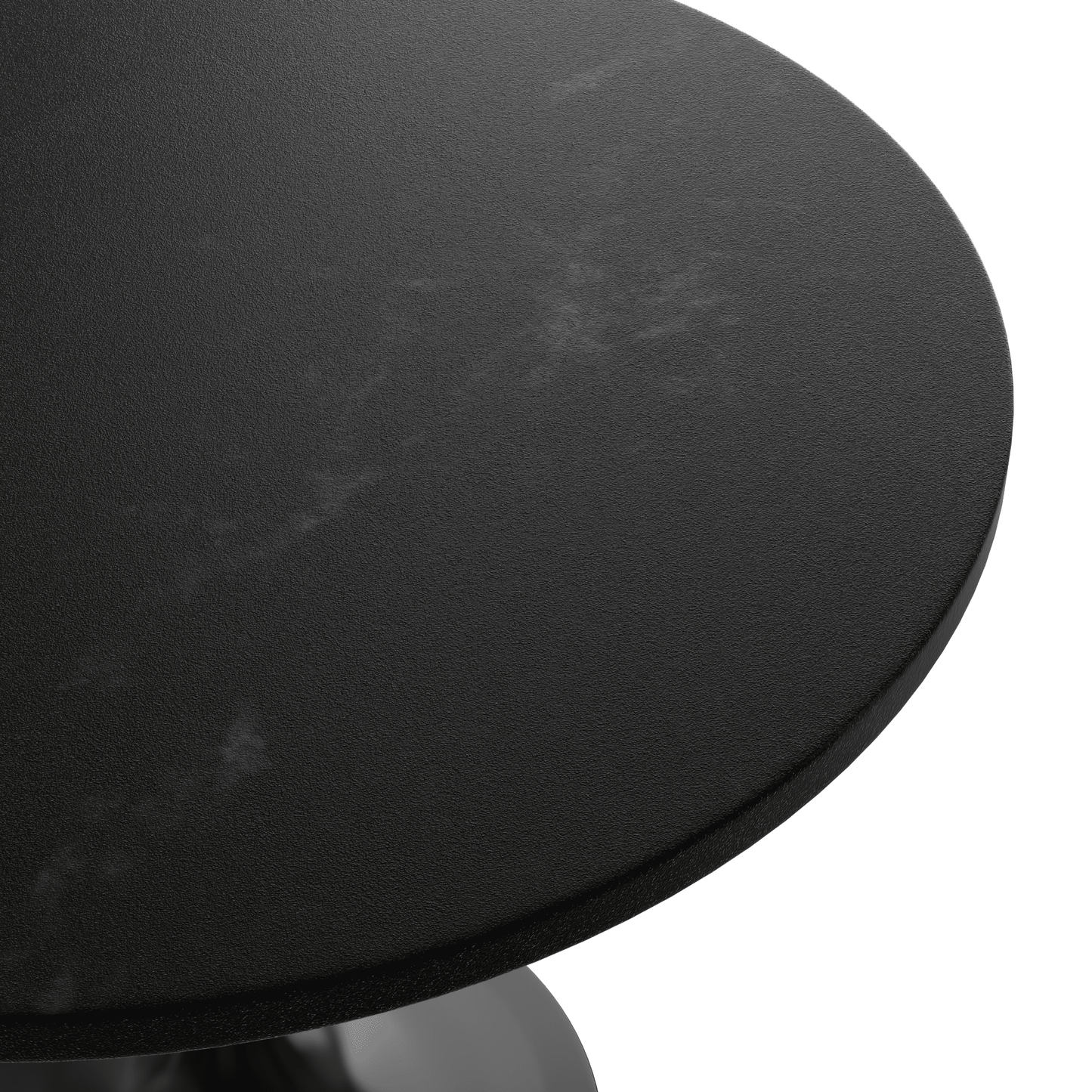 Verve Round Dining Table with MDF/Sintered Stone/Resin Tabletop in Black Stainless Steel Pedestal Base