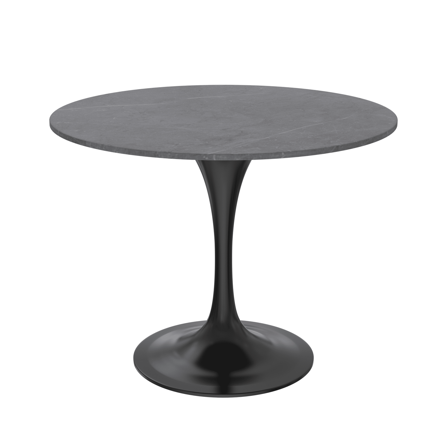 Verve Round Dining Table with MDF/Sintered Stone/Resin Tabletop in Black Stainless Steel Pedestal Base