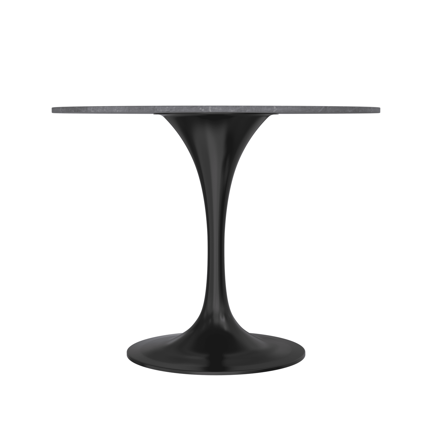 Verve Round Dining Table with MDF/Sintered Stone/Resin Tabletop in Black Stainless Steel Pedestal Base