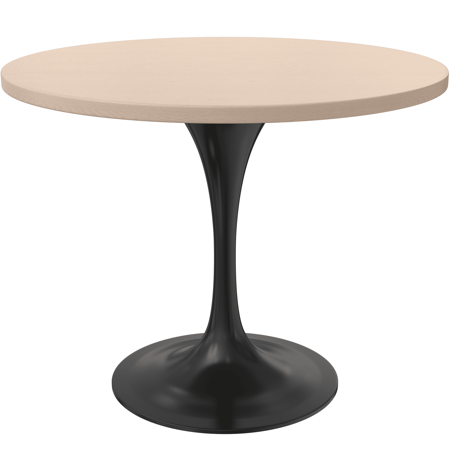 Verve Round Dining Table with MDF/Sintered Stone/Resin Tabletop in Black Stainless Steel Pedestal Base