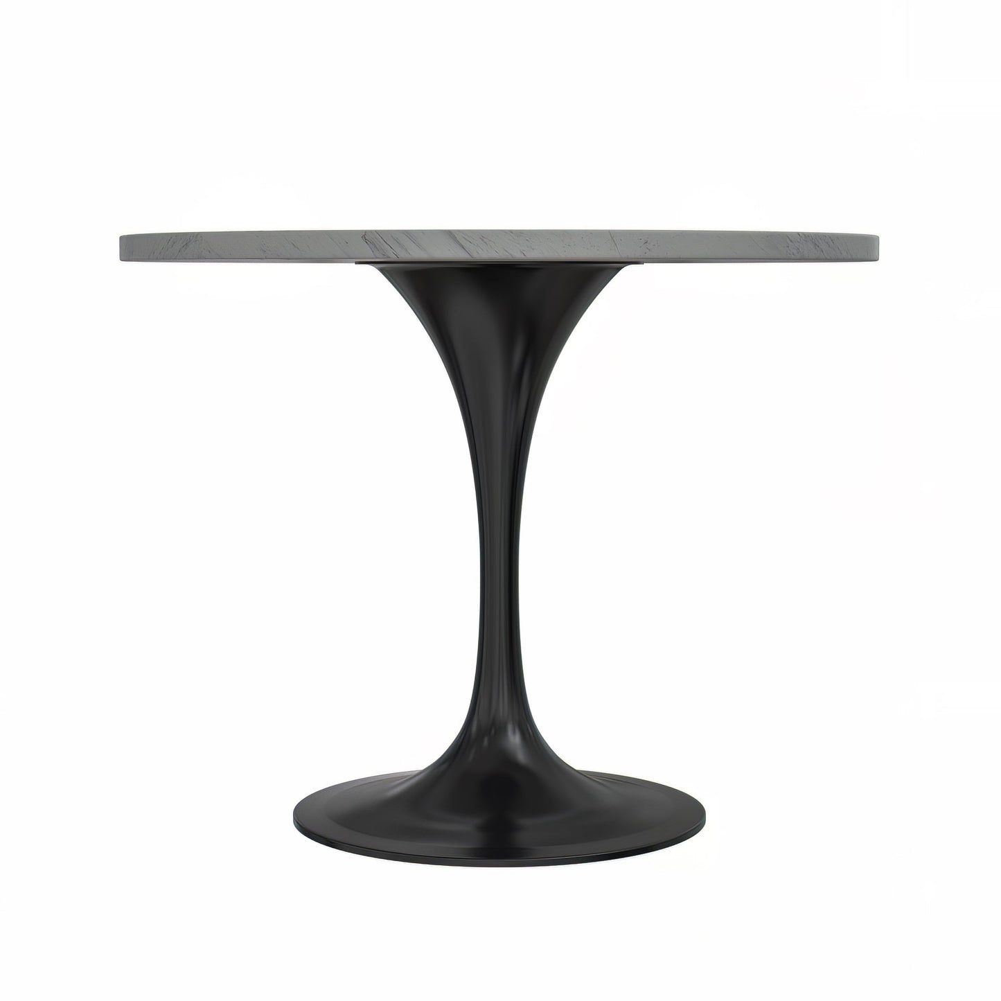 Verve Round Dining Table with MDF/Sintered Stone/Resin Tabletop in Black Stainless Steel Pedestal Base