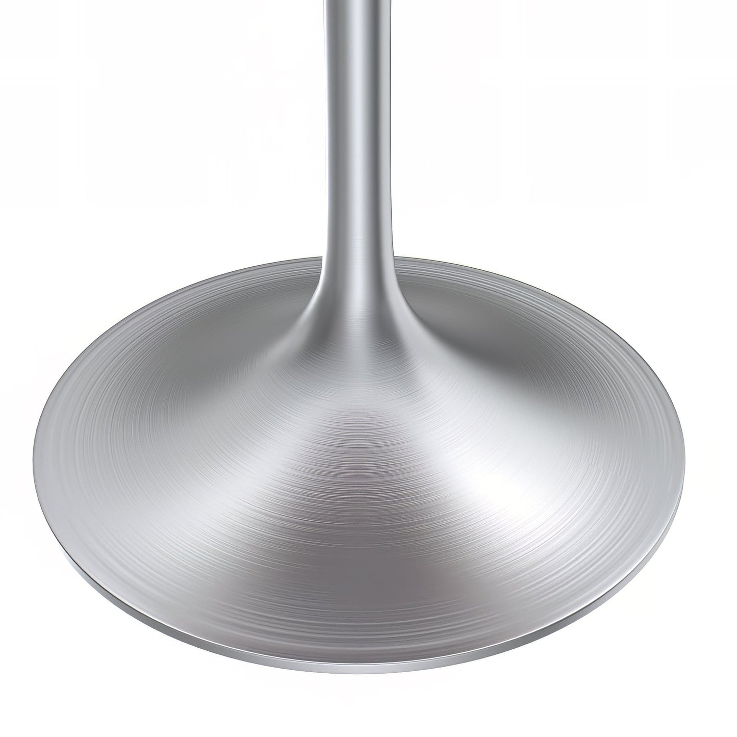 Verve Round Dining Table with MDF/Sintered Stone/Resin Tabletop in Silver Stainless Steel Pedestal Base