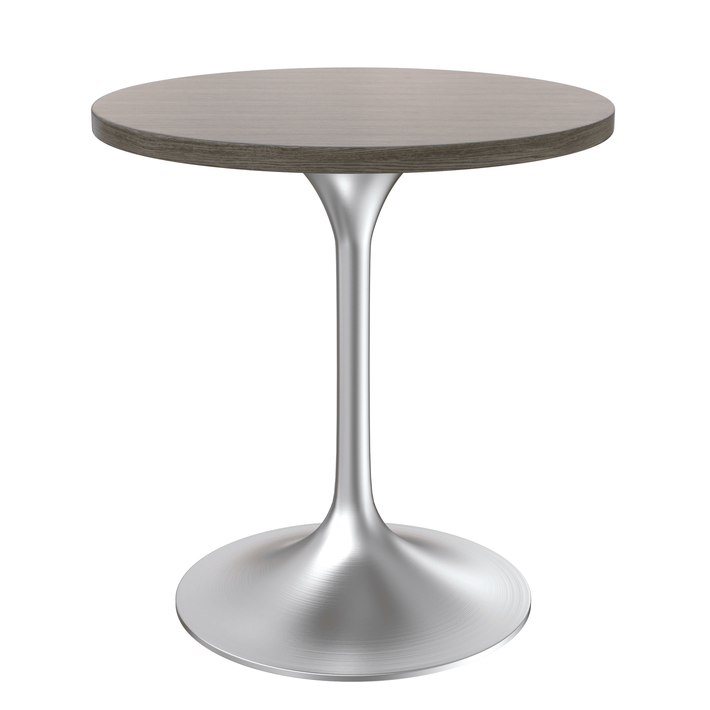 Verve Round Dining Table with MDF/Sintered Stone/Resin Tabletop in Silver Stainless Steel Pedestal Base