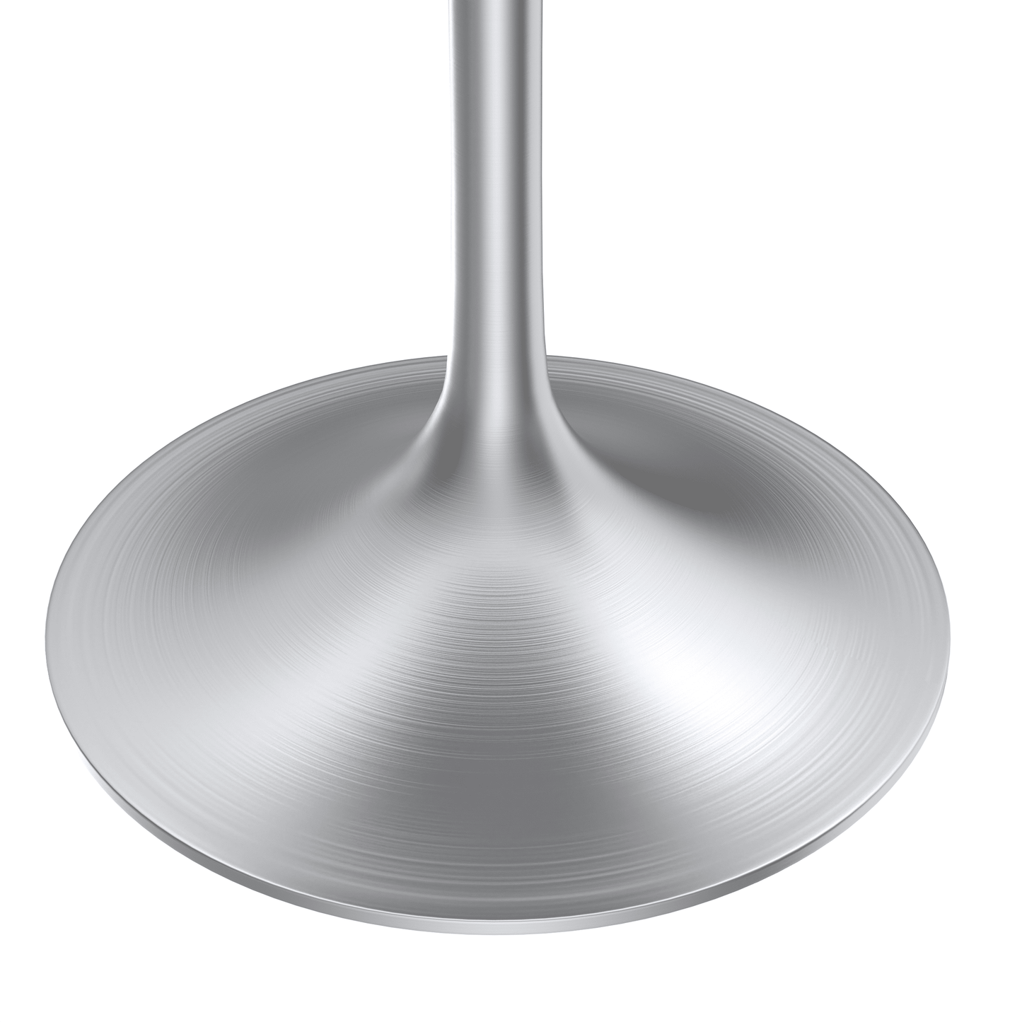 Verve Round Dining Table with MDF/Sintered Stone/Resin Tabletop in Silver Stainless Steel Pedestal Base