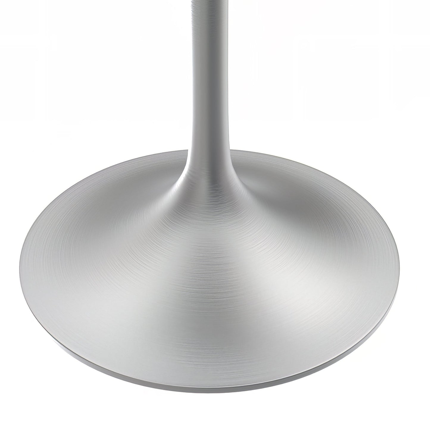 Verve Round Dining Table with MDF/Sintered Stone/Resin Tabletop in Silver Stainless Steel Pedestal Base