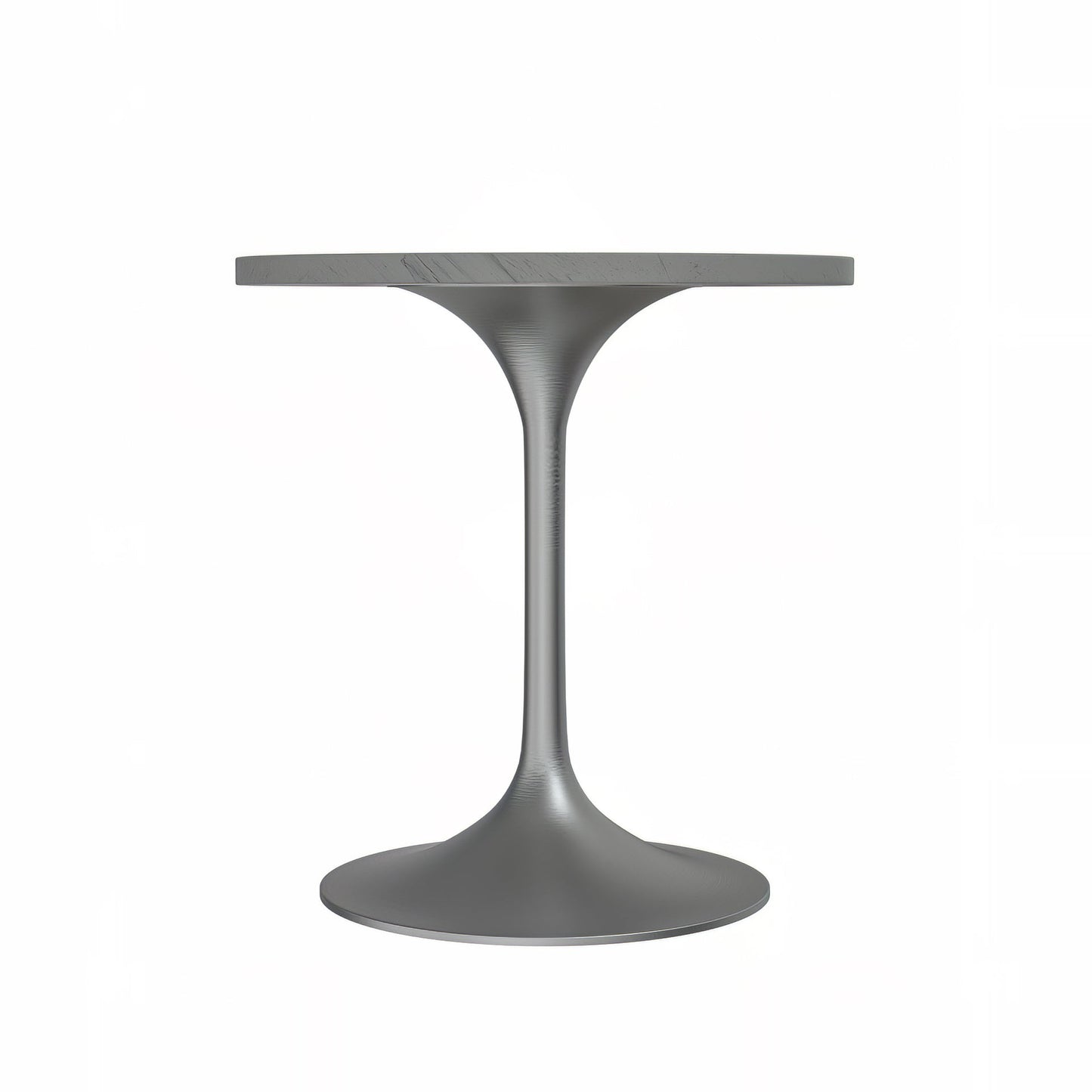 Verve Round Dining Table with MDF/Sintered Stone/Resin Tabletop in Silver Stainless Steel Pedestal Base