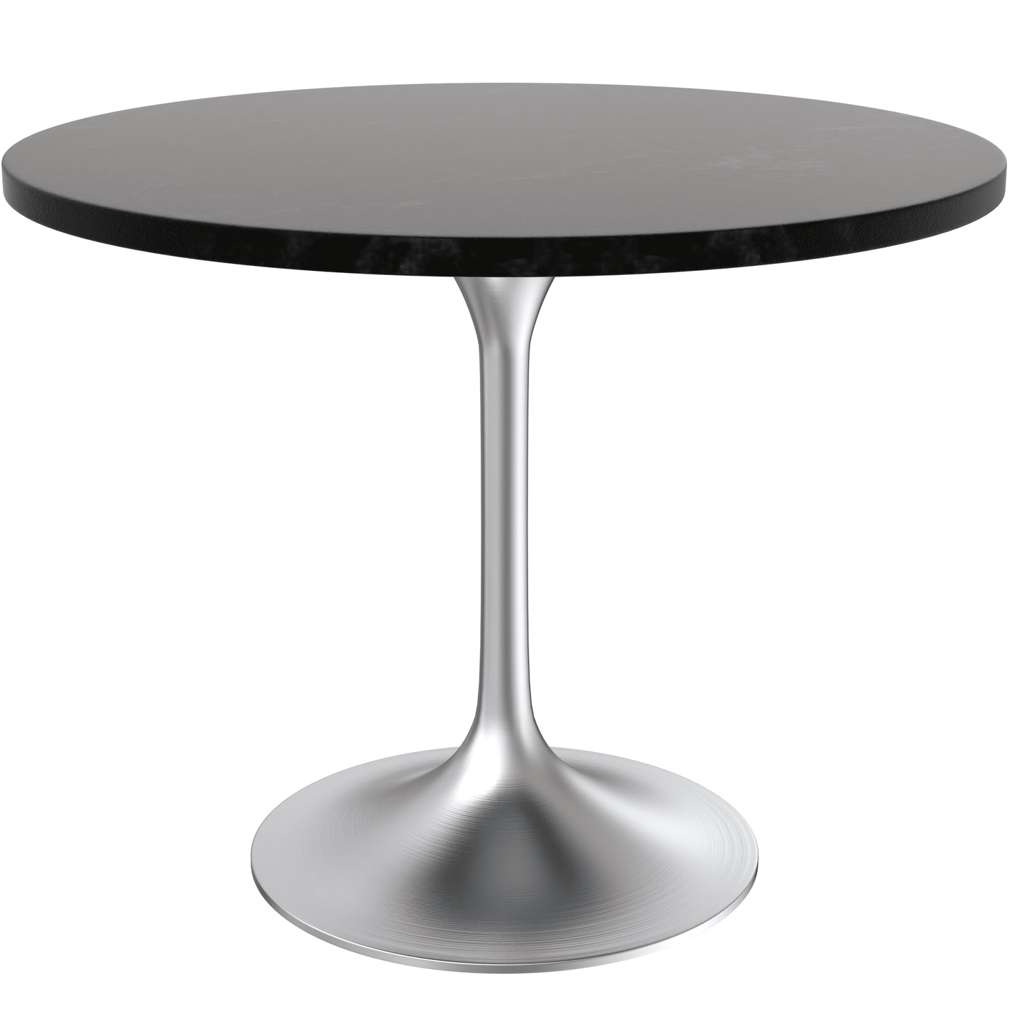 Verve Round Dining Table with MDF/Sintered Stone/Resin Tabletop in Silver Stainless Steel Pedestal Base