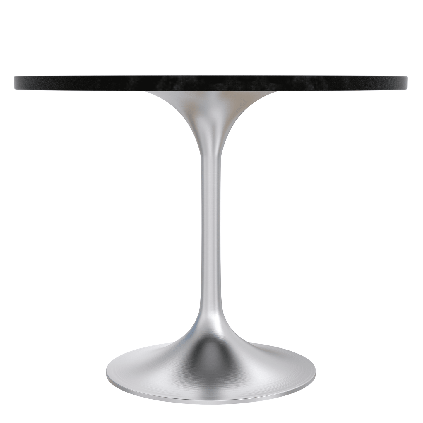 Verve Round Dining Table with MDF/Sintered Stone/Resin Tabletop in Silver Stainless Steel Pedestal Base