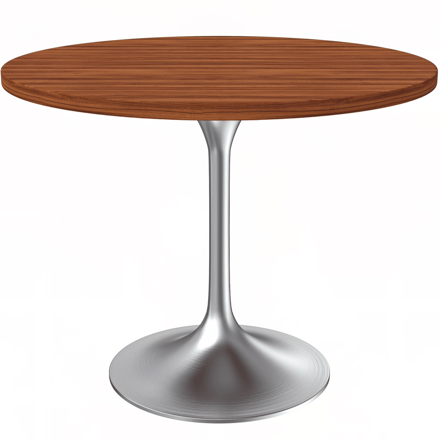 Verve Round Dining Table with MDF/Sintered Stone/Resin Tabletop in Silver Stainless Steel Pedestal Base