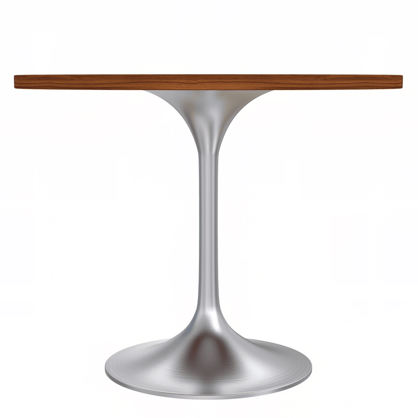 Verve Round Dining Table with MDF/Sintered Stone/Resin Tabletop in Silver Stainless Steel Pedestal Base