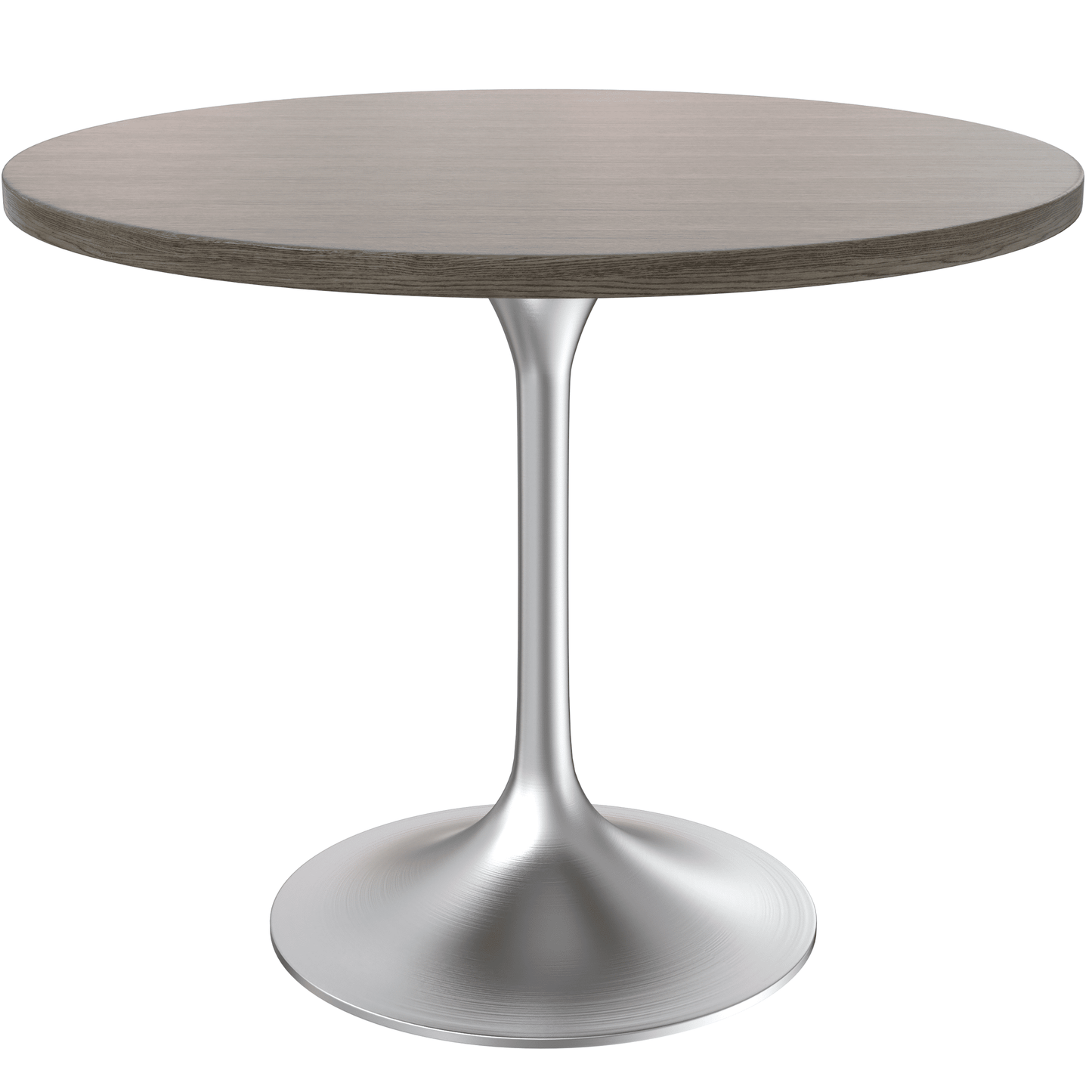 Verve Round Dining Table with MDF/Sintered Stone/Resin Tabletop in Silver Stainless Steel Pedestal Base