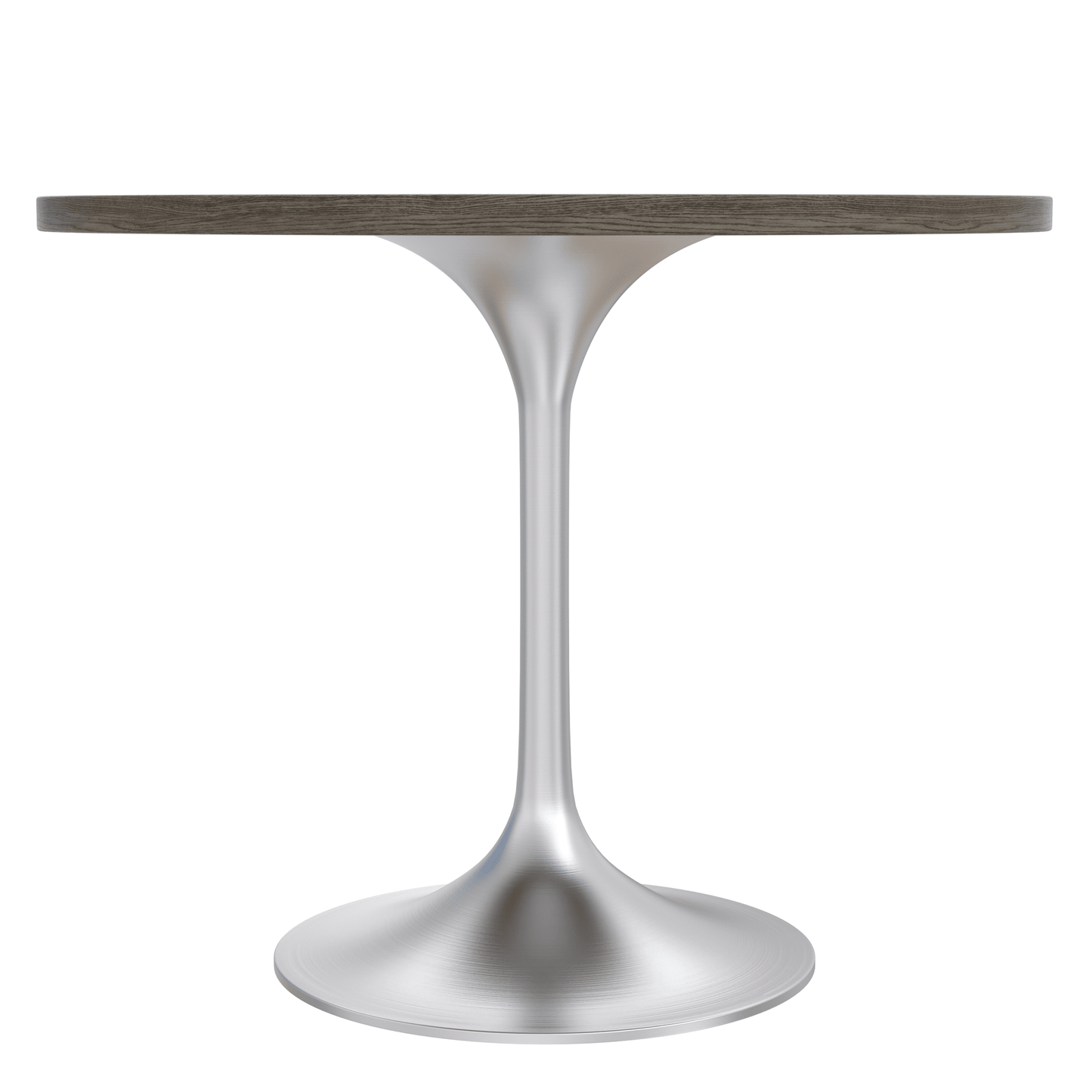 Verve Round Dining Table with MDF/Sintered Stone/Resin Tabletop in Silver Stainless Steel Pedestal Base