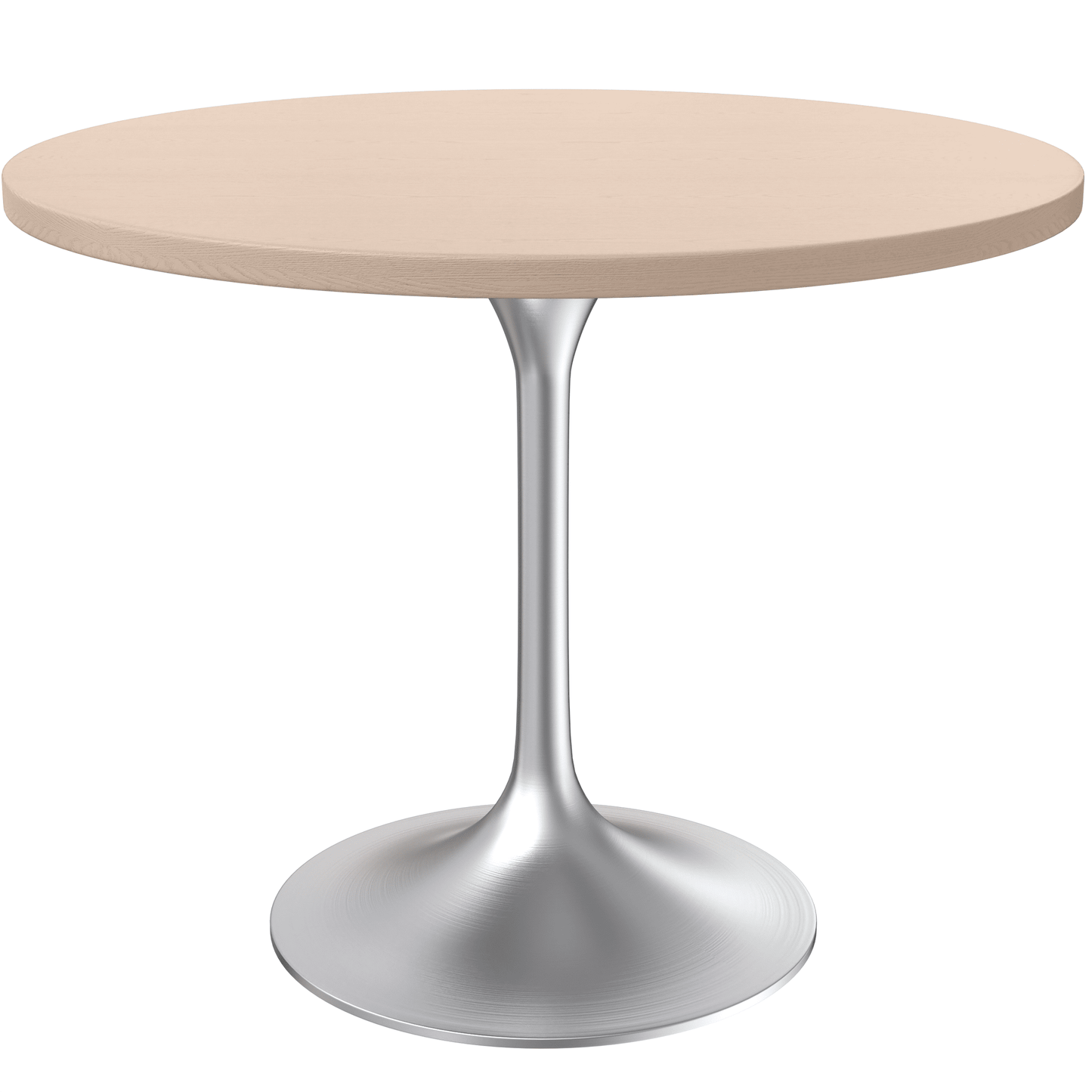 Verve Round Dining Table with MDF/Sintered Stone/Resin Tabletop in Silver Stainless Steel Pedestal Base